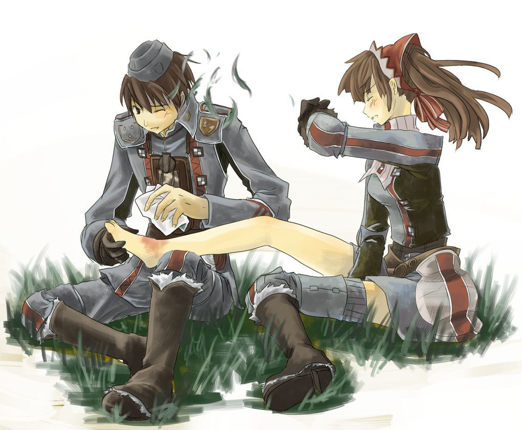 Characters tending to an injury