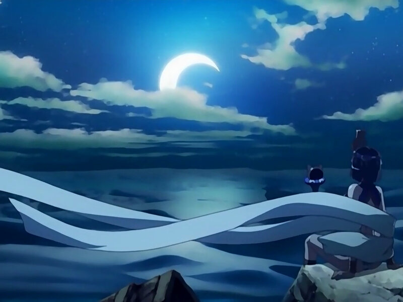 Characters watching a lunar eclipse