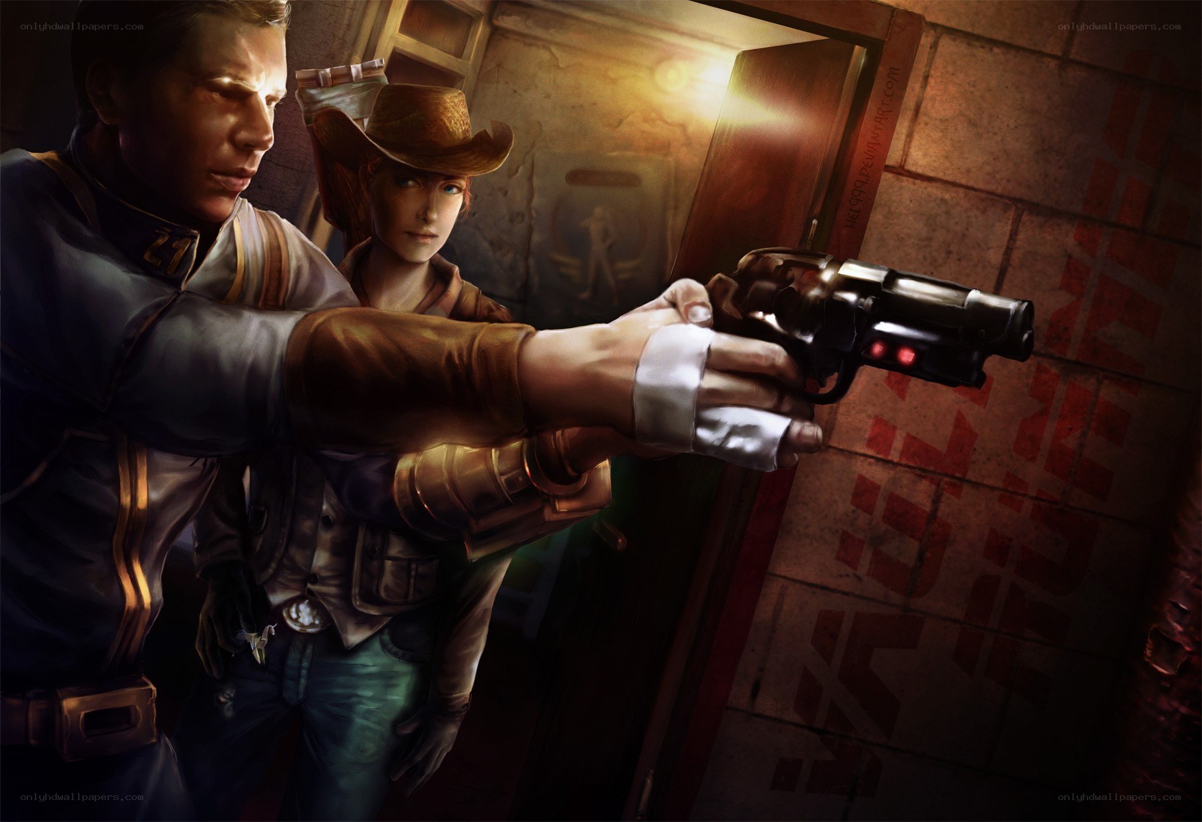 Characters with a revolver