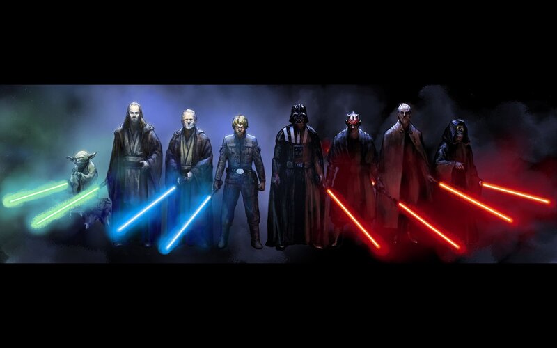 Characters with Lightsabers — Black, Dramatic
