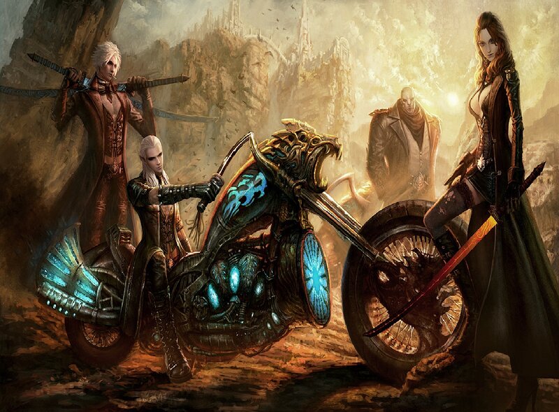 Characters with Motorcycle — Brown