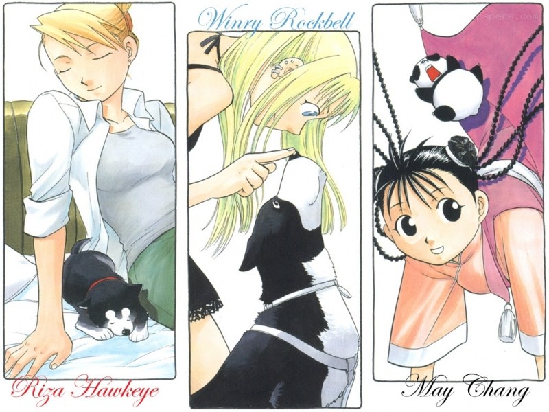 Characters with pets in manga panels