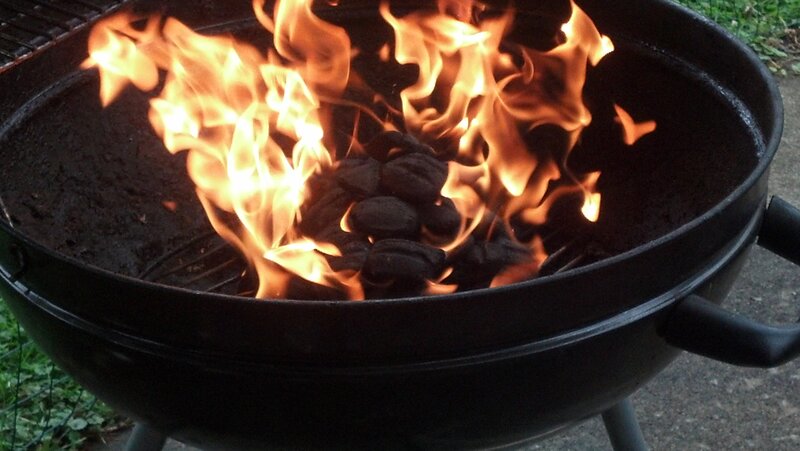 Charcoal Grill with Flames