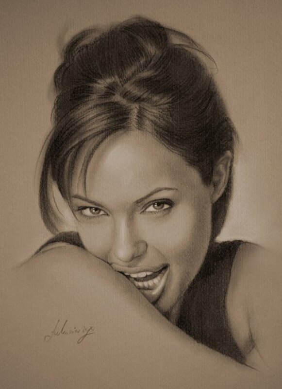 charcoal portrait of angelina jolie