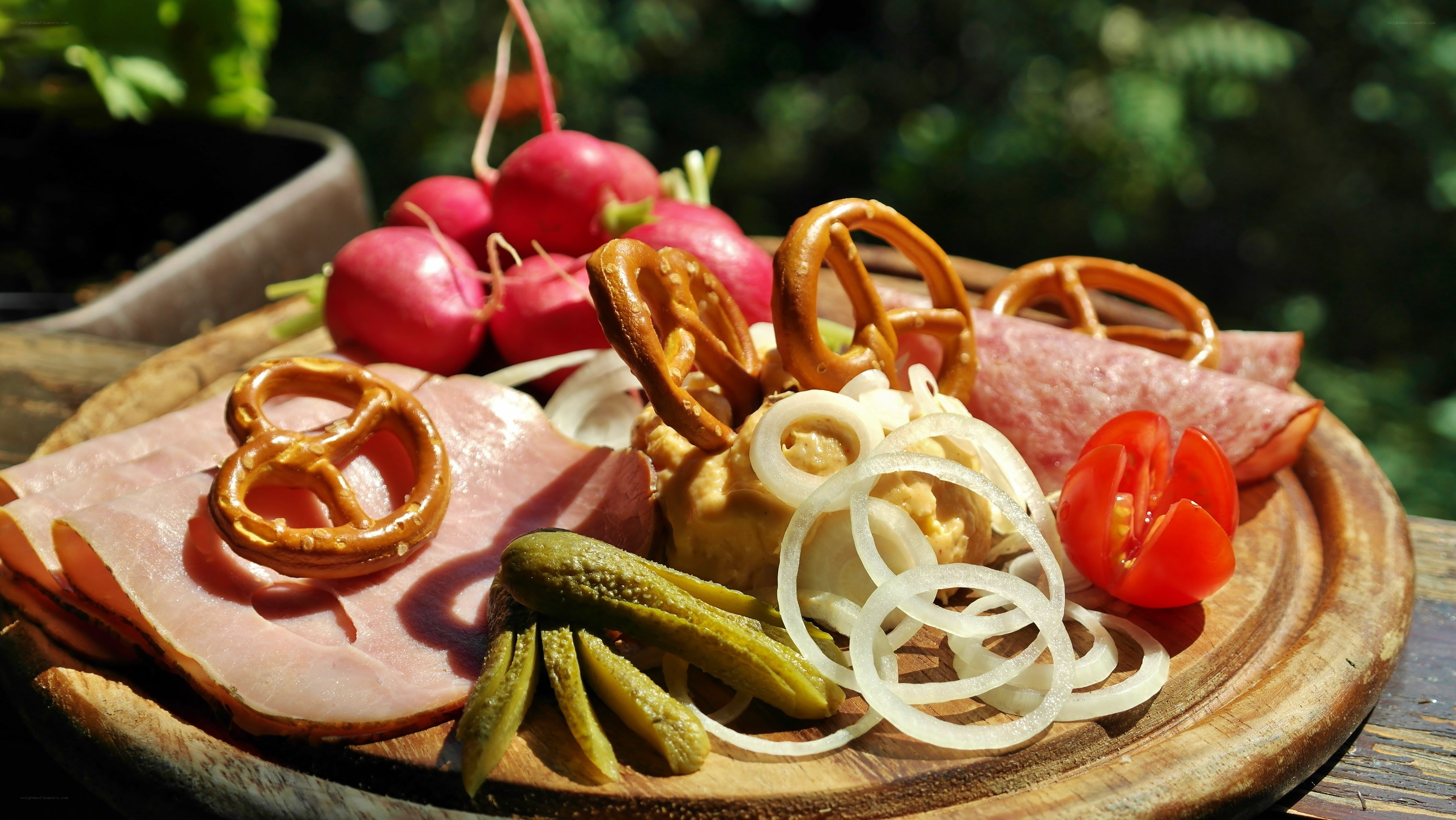 charcuterie board with pretzels