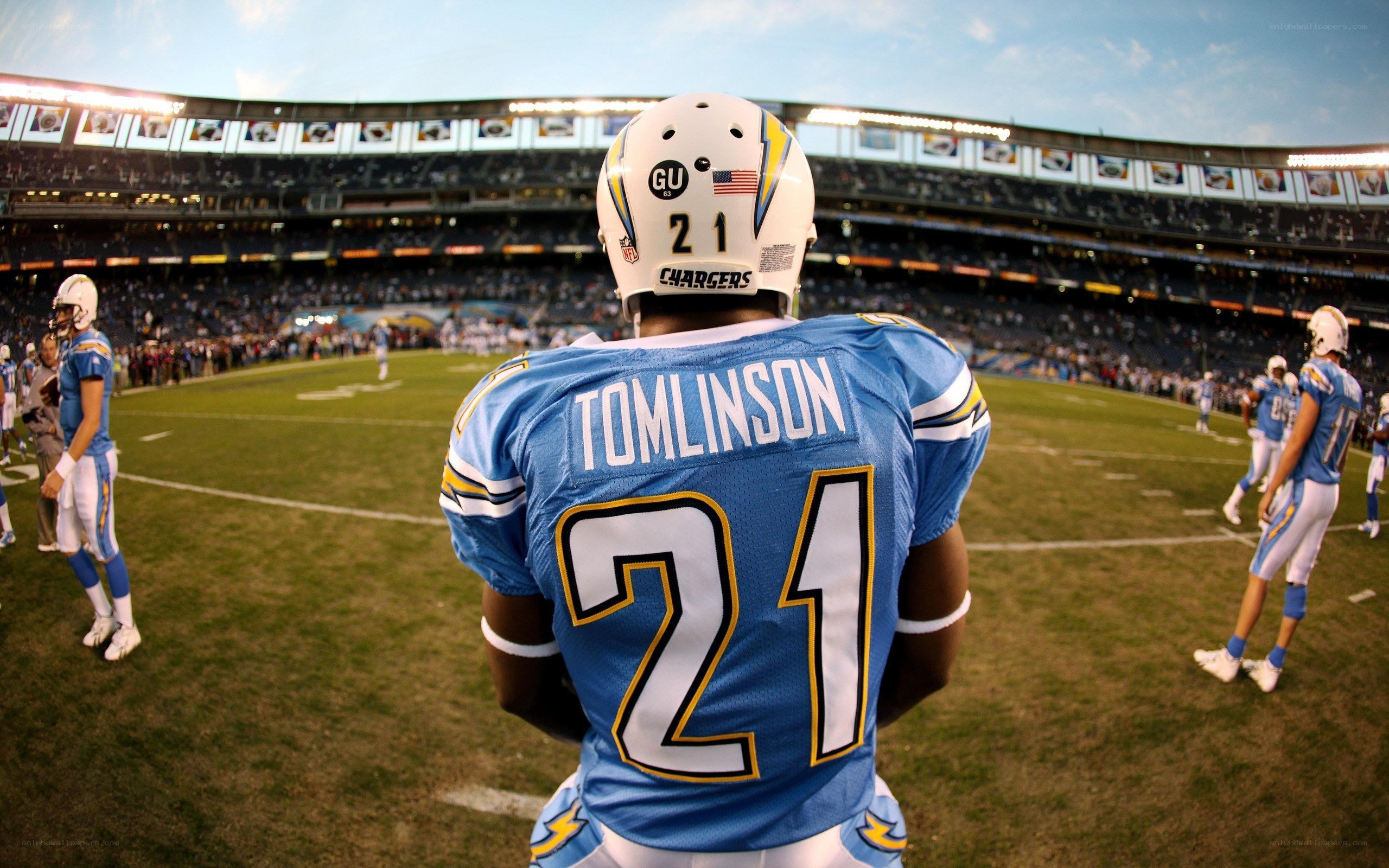Chargers player on field