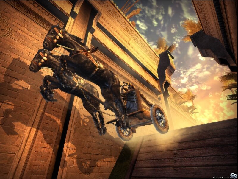 Chariot jumping over a wall