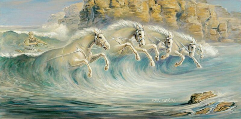 Chariot Pulled by Horses — Blue
