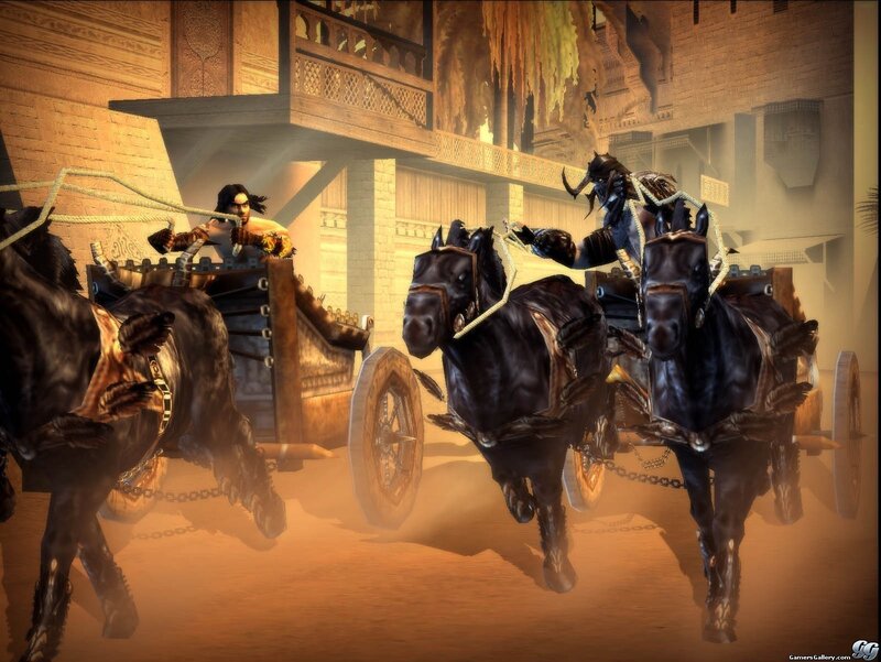 Chariot race in ancient city