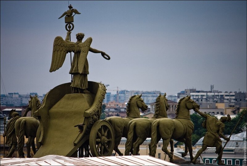 Chariot statue with horses