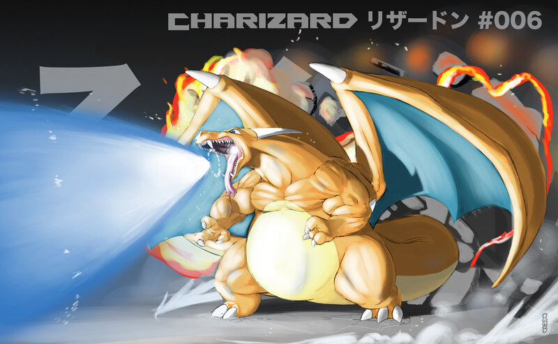Charizard Breathing Fire — Brown