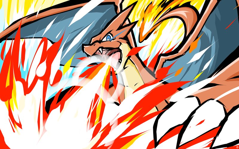 Charizard Breathing Fire — Red, Dramatic, Manga, Flames