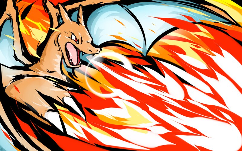 Charizard Breathing Fire — Red, Dramatic