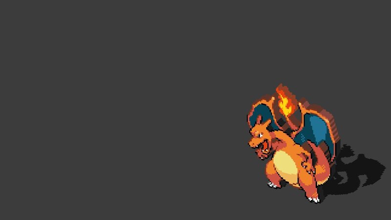 Charizard Character — Orange, Dramatic, Pixel Art