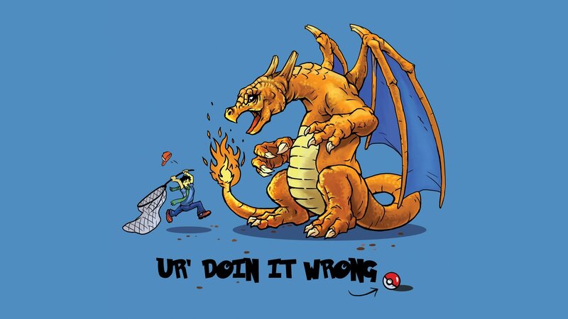Charizard Chasing a Man
