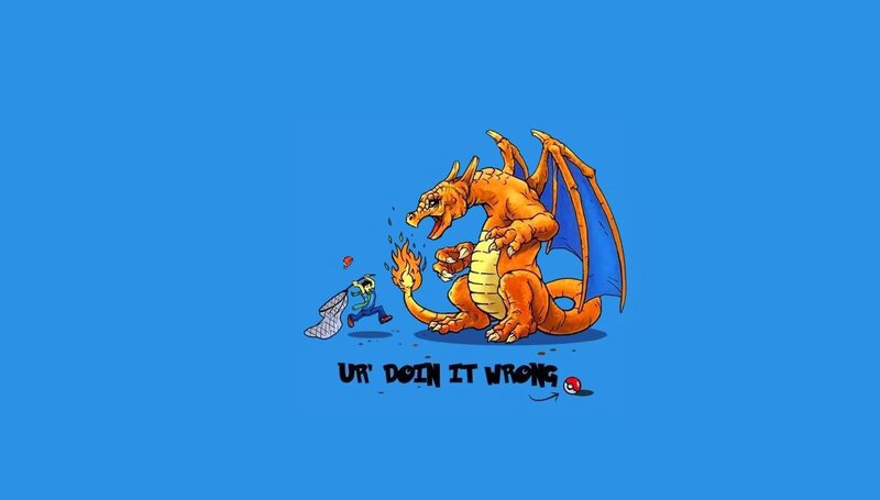 Charizard Chasing Trainer — Blue