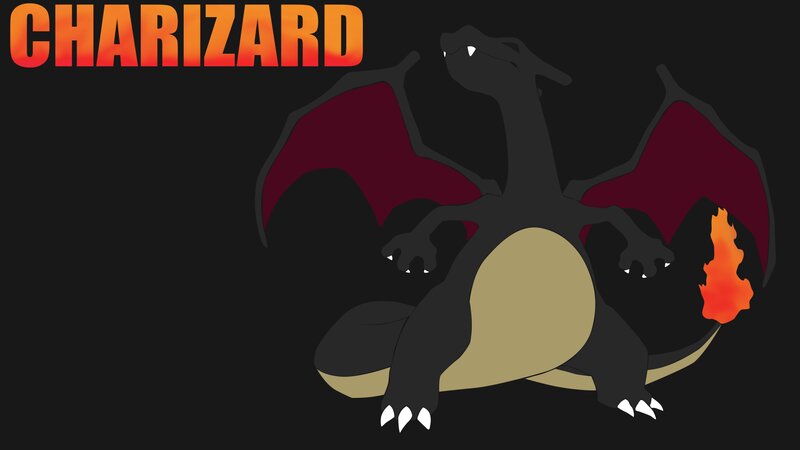 Charizard Dragon — Black, Dramatic, Digital Art