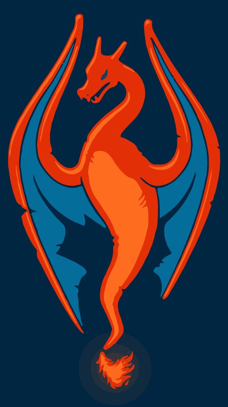 Charizard Dragon — Orange, Dramatic, Digital Art