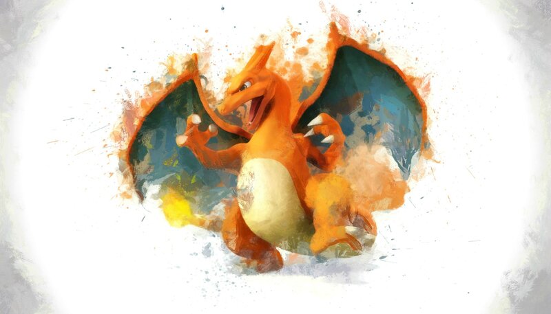 Charizard Dragon — Orange, Dynamic, Digital Art