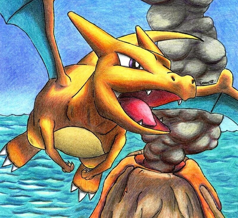 Charizard Flying over Water