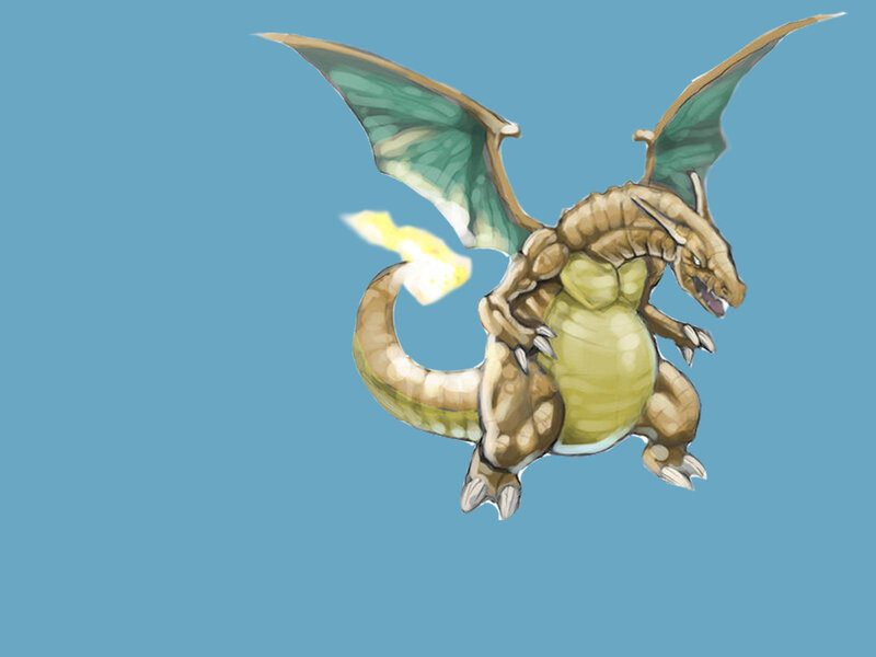 Charizard flying with fire