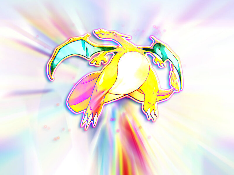 Charizard glowing with light
