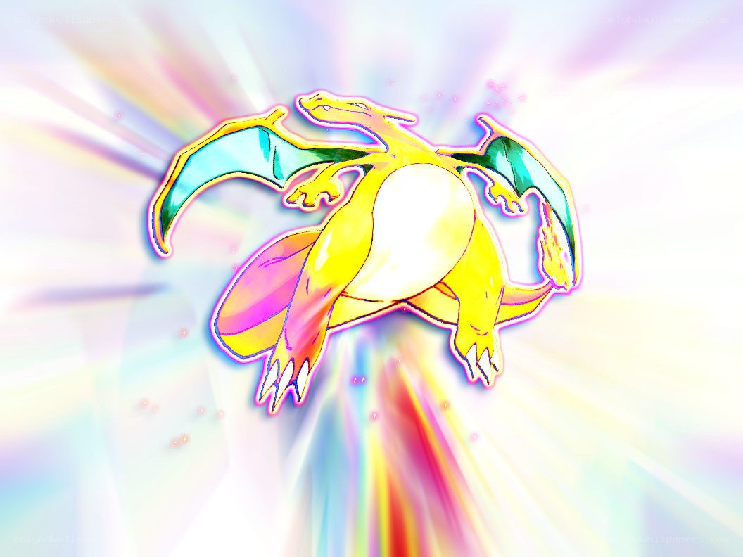 Charizard glowing with light