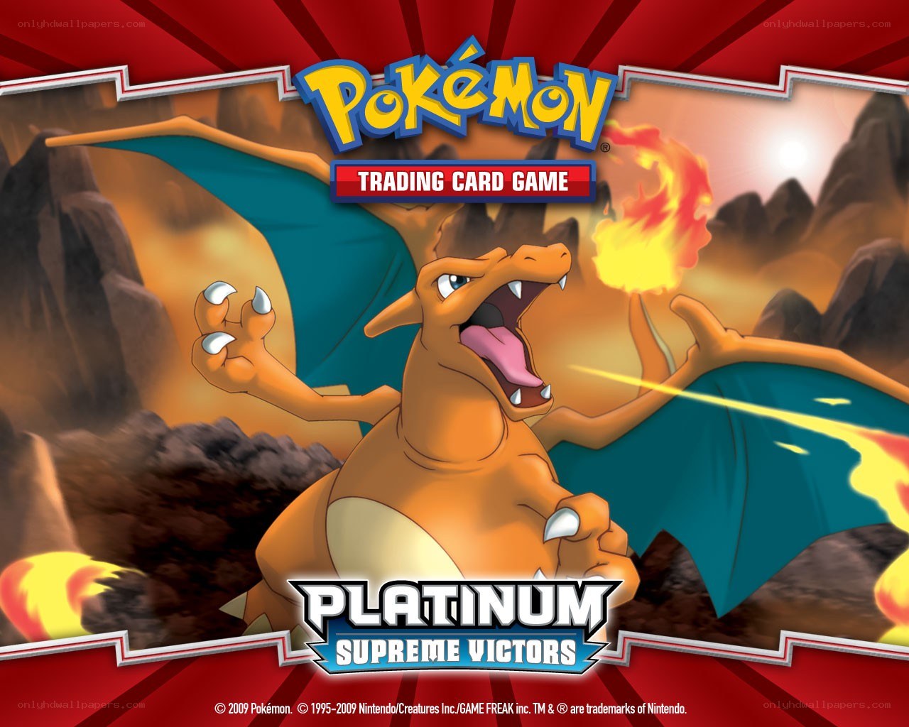 Charizard in a fiery landscape