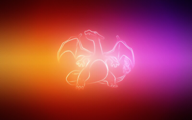 Charizard Outline — Red, Vibrant, Digital Art