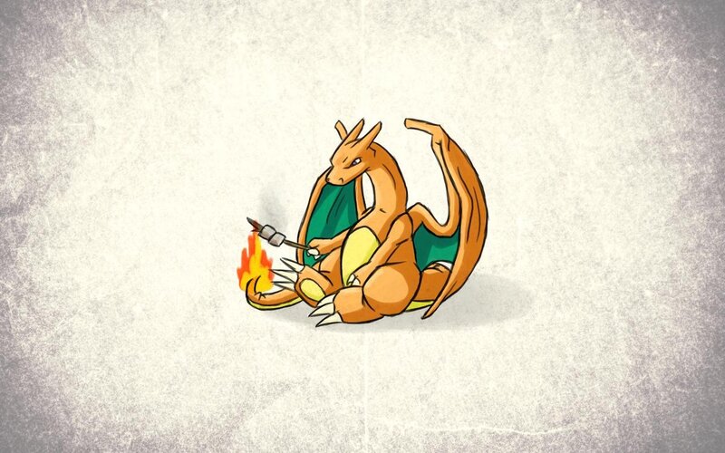 Charizard Roasting Marshmallows — Orange, Relaxed