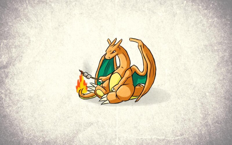 Charizard roasting marshmallows