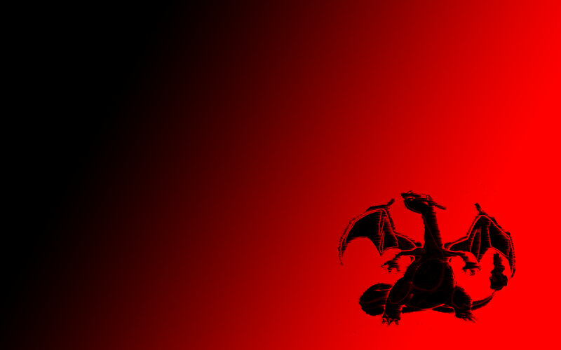 Charizard silhouette on red