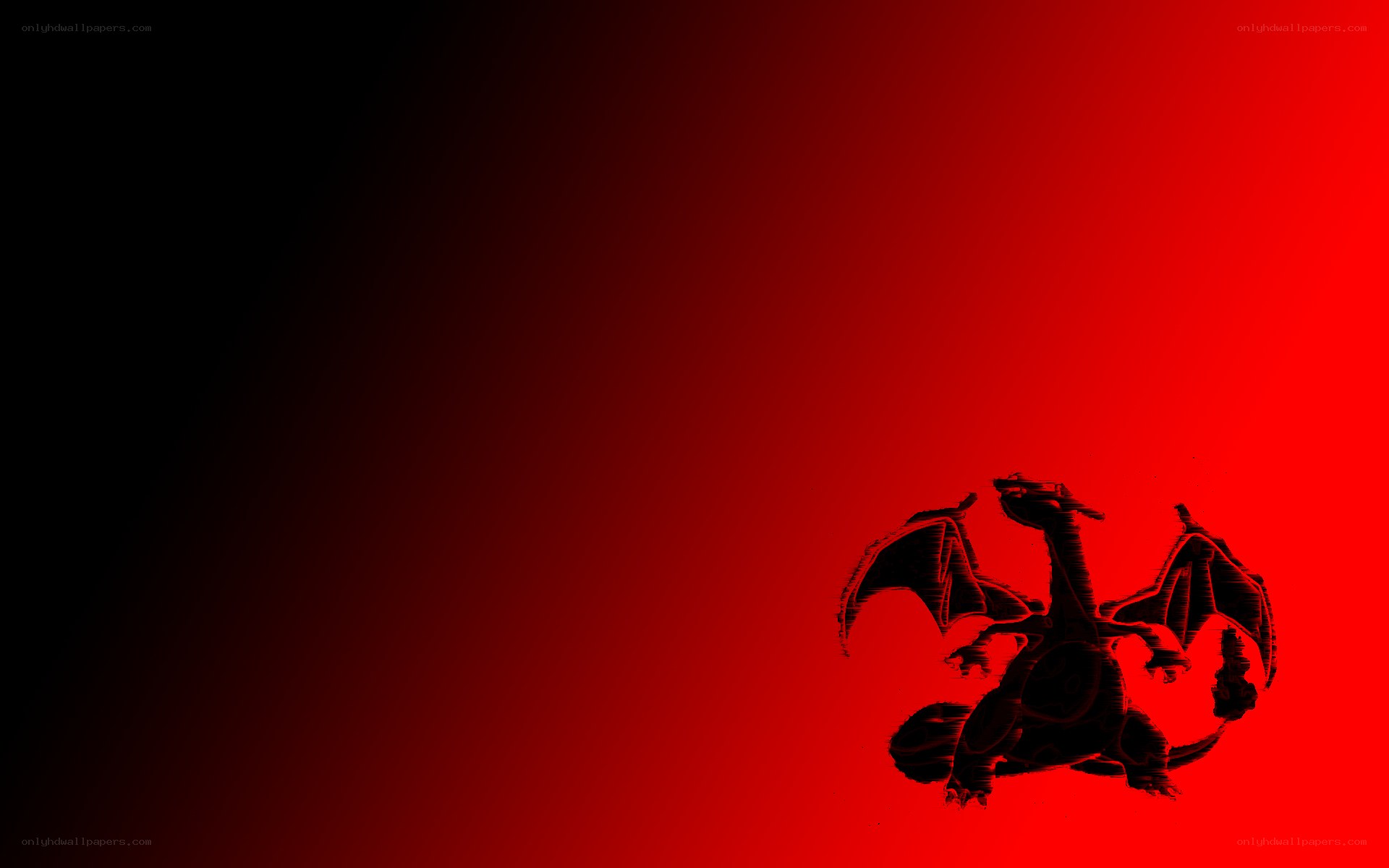Charizard silhouette on red