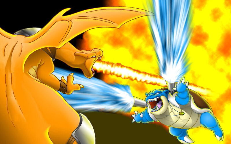 Charizard vs Blastoise battle