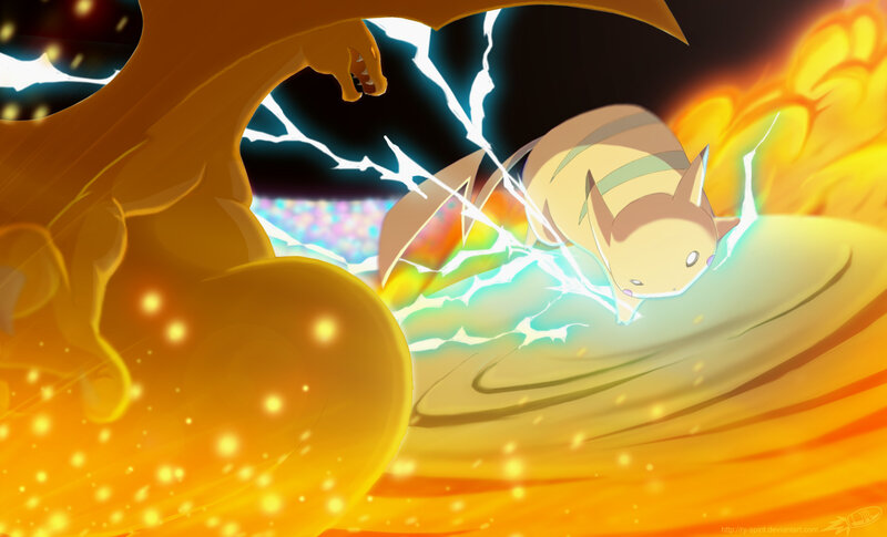 Charizard vs Pikachu battle
