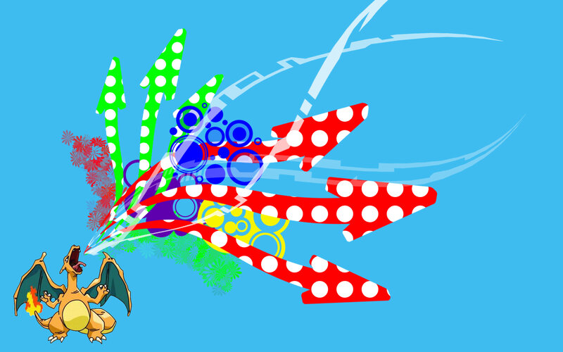 Charizard with colorful arrows