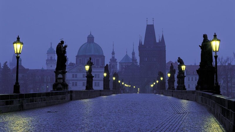 Charles Bridge at Dusk — Blue, Serene