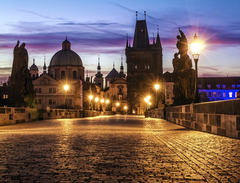 Charles Bridge at Dusk — Purple