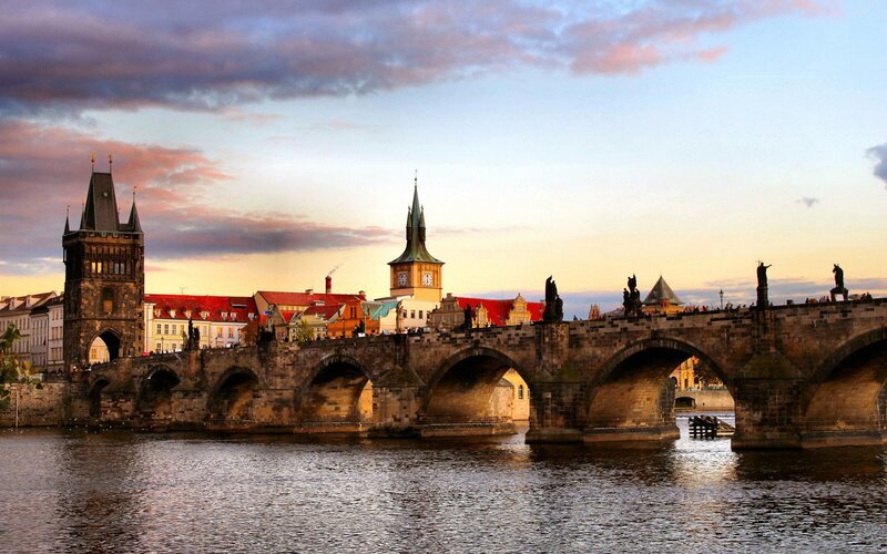 Charles Bridge at Sunset — Blue, Dramatic