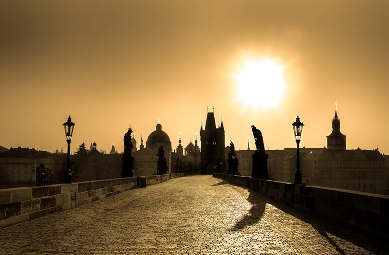 Charles Bridge at Sunset — Gold