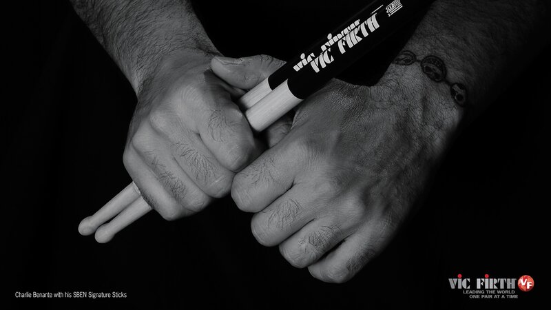 Charlie Benante with drumsticks