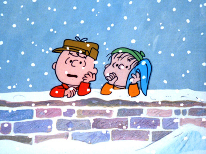 Charlie Brown and Linus in snow
