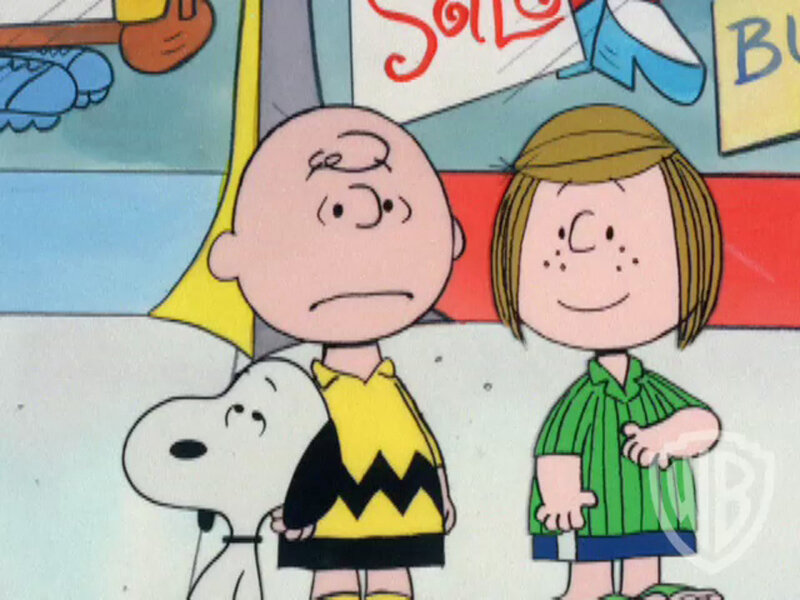 Charlie Brown and Lucy in a store