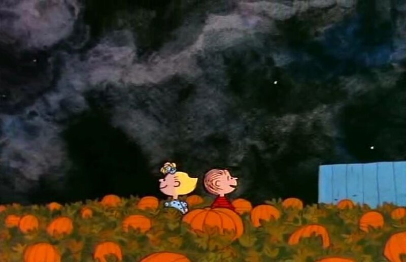 Charlie Brown and Lucy in Pumpkin Patch — Orange