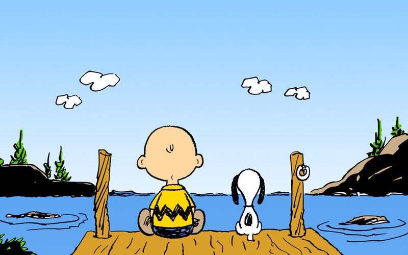 Charlie Brown and Snoopy — Blue, Serene, Afternoon, Comic, Dog