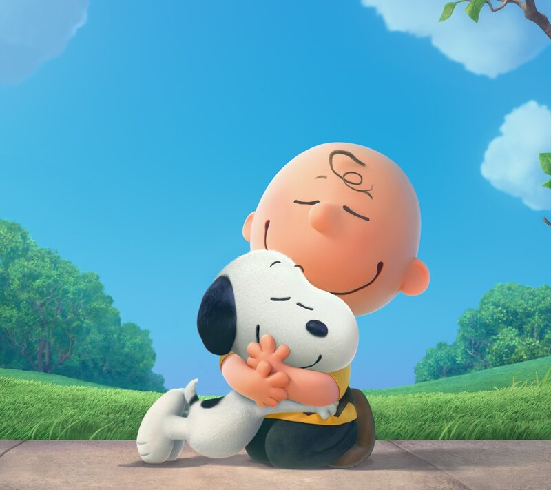 Charlie Brown Hugging Snoopy — Blue