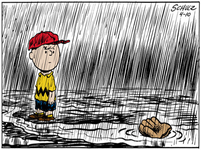 Charlie Brown in the rain