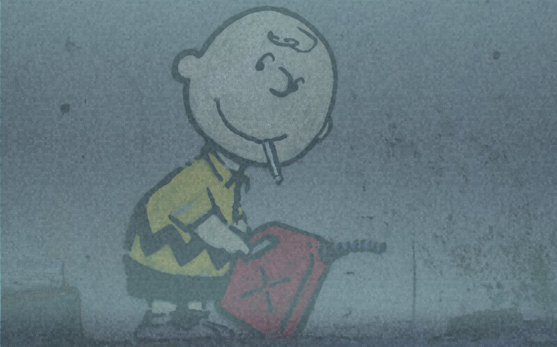 Charlie Brown with a cigarette