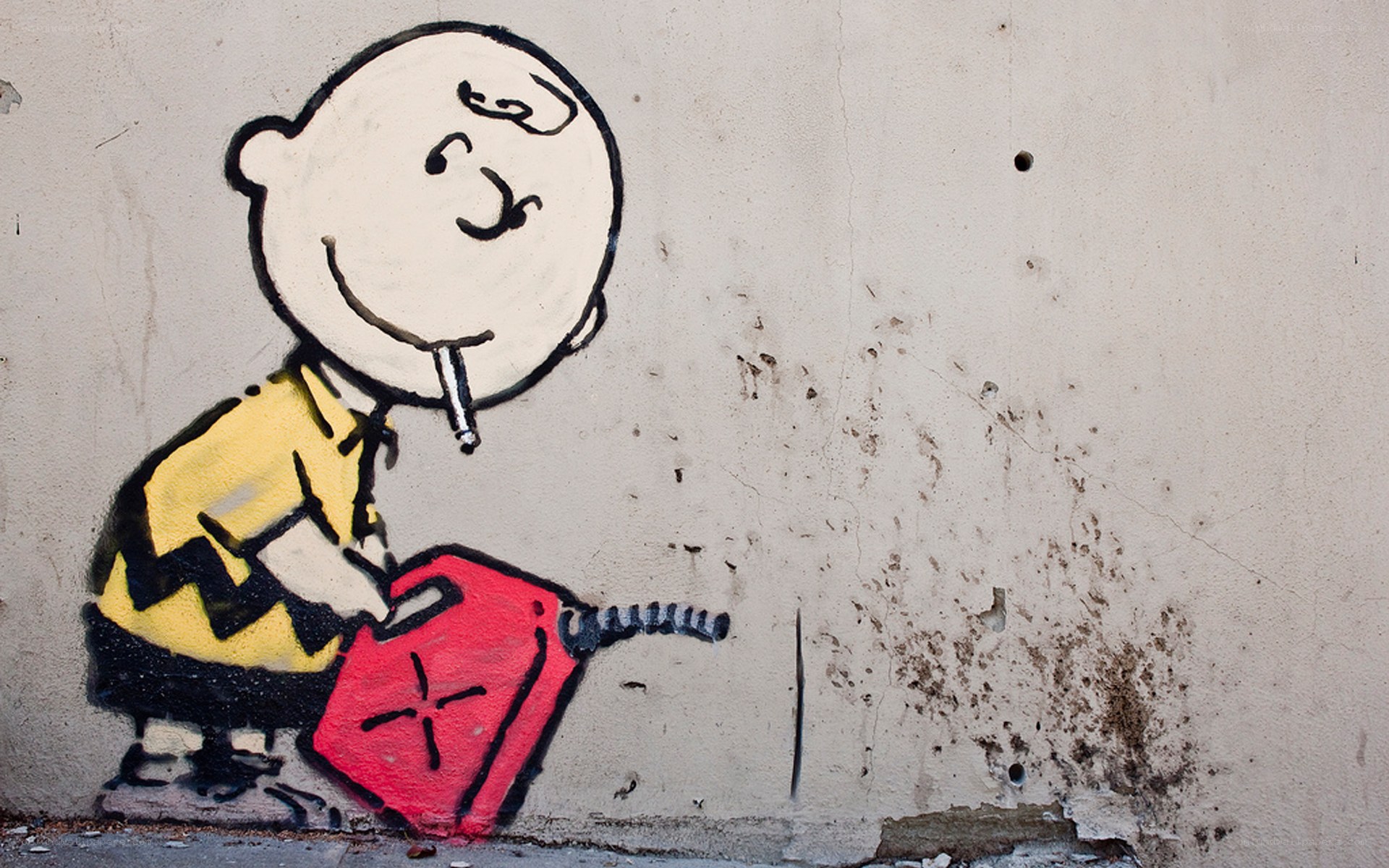 Charlie Brown with fuel can