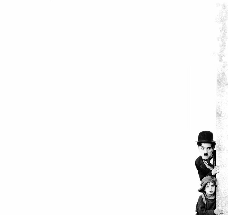 Charlie Chaplin and child peeking